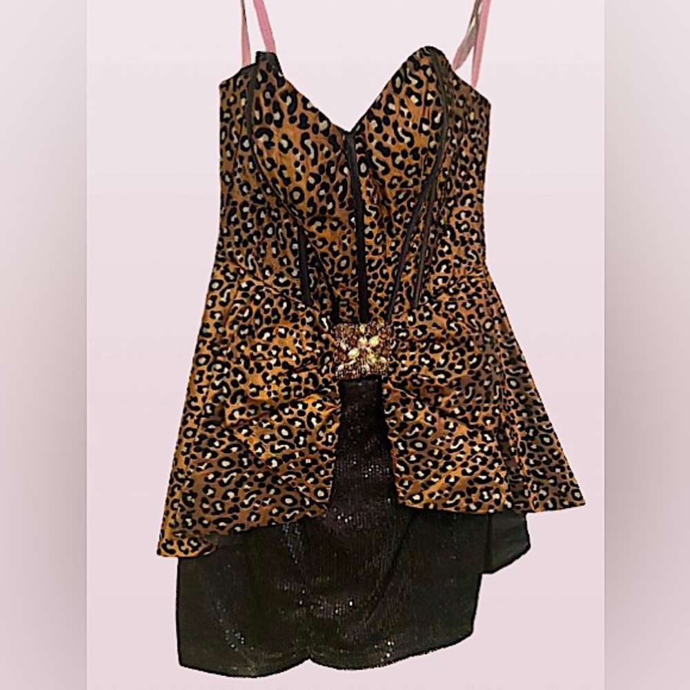 Leopard Print Strapless Dress
